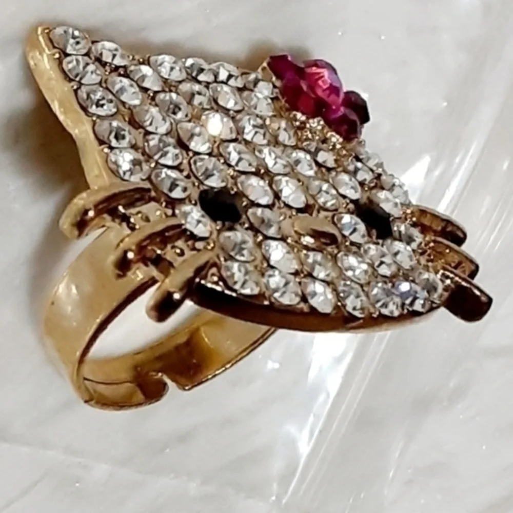 Rhinestone Jeweled Kitty Cat Ring
